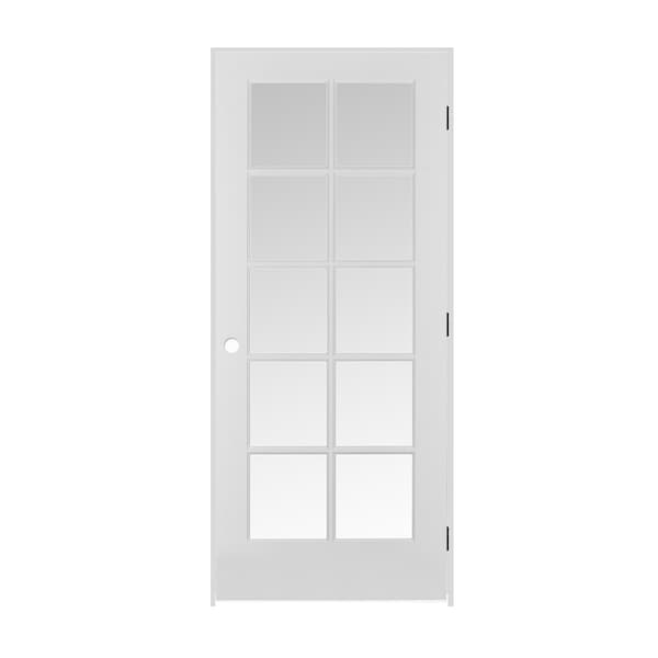 Trimlite Primed 10Lite Clear Tempered Glass Interior French 71/4" LH Prehung Door Matte Black Hinges 3068pri1310CLETLH10B714 - main